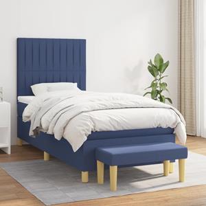 VidaXL Boxspring met matras stof blauw 90x200 cm