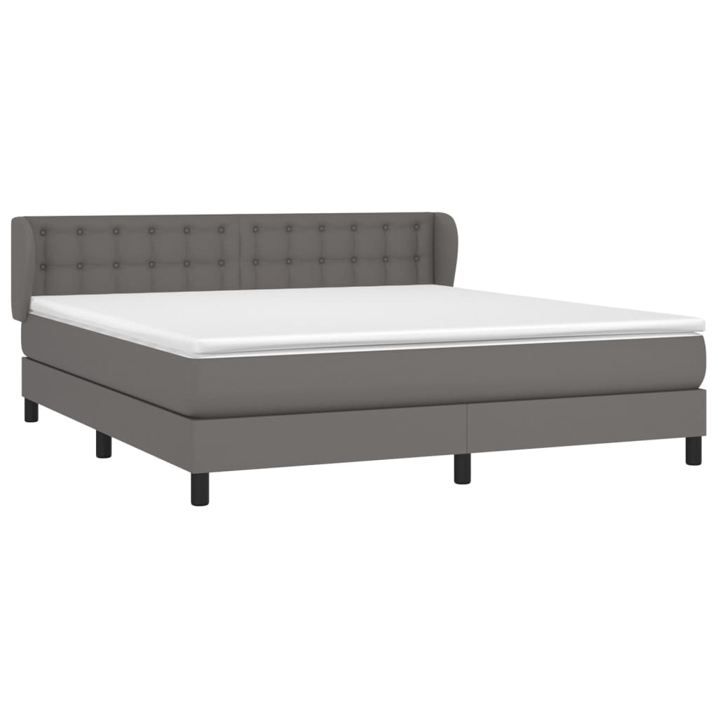 vidaXL Boxspring met matras kunstleer grijs 160x200 cm