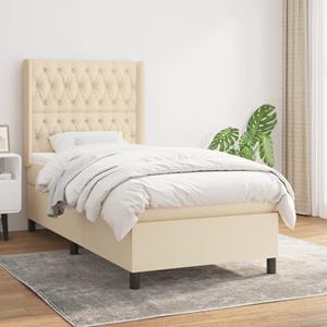 VidaXL Boxspring met matras stof crèmekleurig 90x190 cm