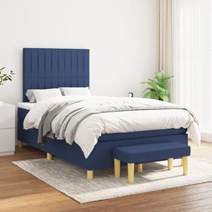 VidaXL Boxspring met matras stof blauw 120x200 cm