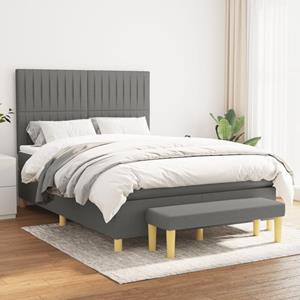 VidaXL Boxspring met matras stof donkergrijs 140x190 cm