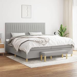 VidaXL Boxspring met matras stof lichtgrijs 200x200 cm