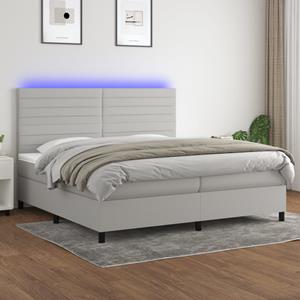 VidaXL Boxspring met matras en LED stof lichtgrijs 200x200 cm