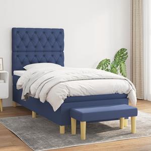 VidaXL Boxspring met matras stof blauw 80x200 cm