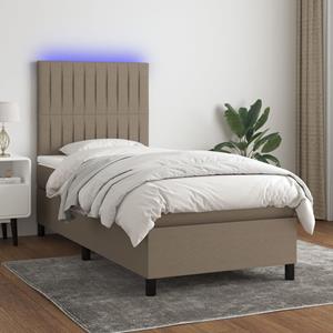 VidaXL Boxspring met matras en LED stof taupe 100x200 cm