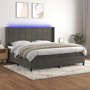 VidaXL Boxspring met matras en LED fluweel donkergrijs 200x200 cm