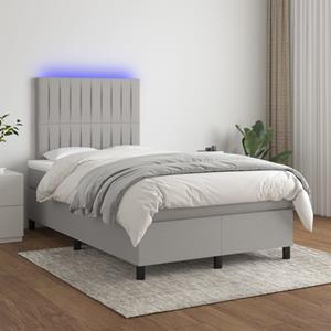 VidaXL Boxspring met matras en LED stof lichtgrijs 120x200 cm