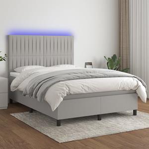 VidaXL Boxspring met matras en LED stof lichtgrijs 140x200 cm