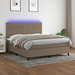 VidaXL Boxspring met matras en LED stof taupe 160x200 cm