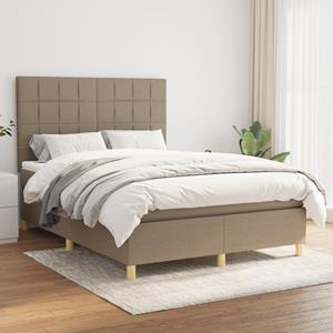 VidaXL Boxspring met matras stof taupe 140x190 cm