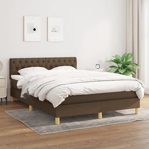 VidaXL Boxspring met matras stof donkerbruin 140x190 cm