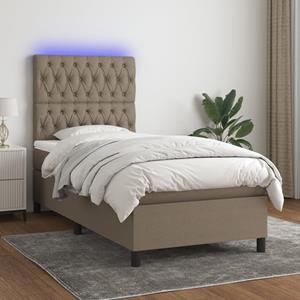 VidaXL Boxspring met matras en LED stof taupe 90x190 cm