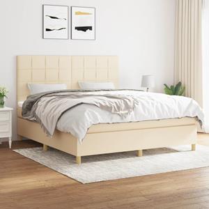 VidaXL Boxspring met matras stof crèmekleurig 160x200 cm