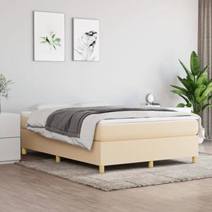 VidaXL Boxspring met matras stof crèmekleurig 140x190 cm