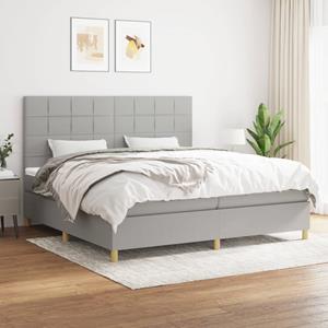 VidaXL Boxspring met matras stof lichtgrijs 200x200 cm