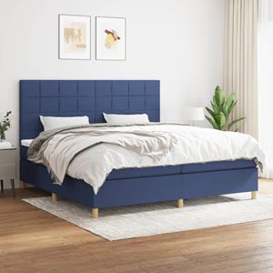 VidaXL Boxspring met matras stof blauw 200x200 cm