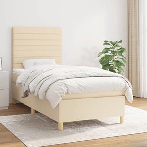 VidaXL Boxspring met matras stof crèmekleurig 90x190 cm