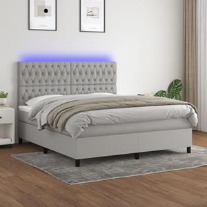 VidaXL Boxspring met matras en LED stof lichtgrijs 160x200 cm