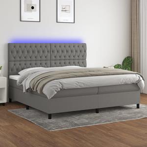 VidaXL Boxspring met matras en LED stof donkergrijs 200x200 cm