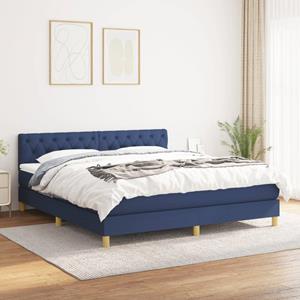 VidaXL Boxspring met matras stof blauw 160x200 cm