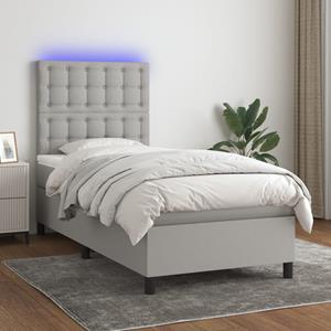 VidaXL Boxspring met matras en LED stof lichtgrijs 90x190 cm