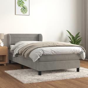 VidaXL Boxspring met matras fluweel lichtgrijs 100x200 cm