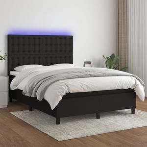 VidaXL Boxspring met matras en LED stof zwart 140x200 cm