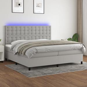 VidaXL Boxspring met matras en LED stof lichtgrijs 200x200 cm