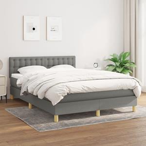 VidaXL Boxspring met matras stof donkergrijs 140x190 cm