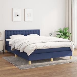 VidaXL Boxspring met matras stof blauw 140x200 cm