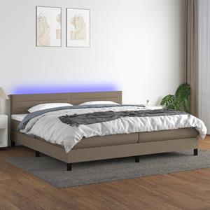 VidaXL Boxspring met matras en LED stof taupe 200x200 cm