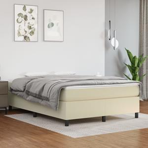 VidaXL Boxspring met matras kunstleer crèmekleurig 140x190 cm