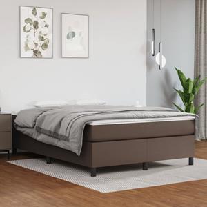 VidaXL Boxspring met matras kunstleer bruin 140x190 cm