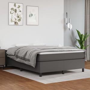 VidaXL Boxspring met matras kunstleer grijs 140x190 cm