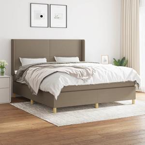 VidaXL Boxspring met matras stof taupe 180x200 cm