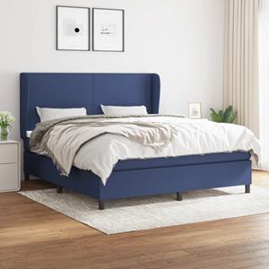 VidaXL Boxspring met matras stof blauw 180x200 cm