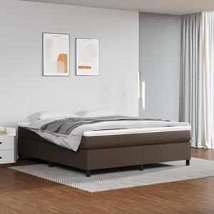 VidaXL Boxspring met matras kunstleer bruin 160x200 cm