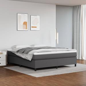 VidaXL Boxspring met matras kunstleer grijs 160x200 cm