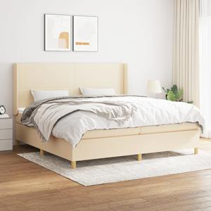 VidaXL Boxspring met matras stof crèmekleurig 200x200 cm