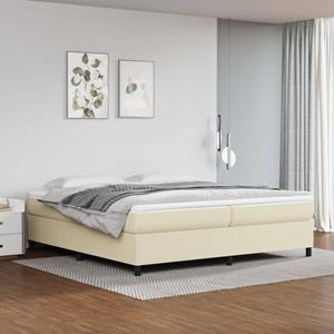 VidaXL Boxspring met matras kunstleer crèmekleurig 200x200 cm