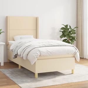 VidaXL Boxspring met matras stof crèmekleurig 90x190 cm