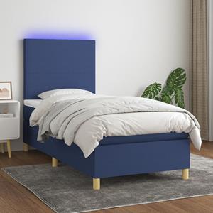 VidaXL Boxspring met matras en LED stof blauw 80x200 cm