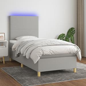 VidaXL Boxspring met matras en LED stof lichtgrijs 90x190 cm