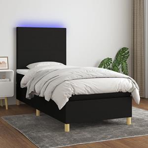 VidaXL Boxspring met matras en LED stof zwart 90x190 cm