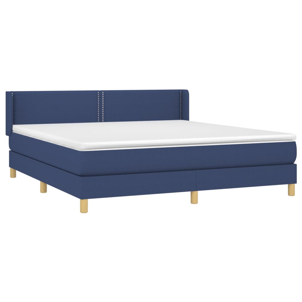 vidaXL Boxspring met matras stof blauw 160x200 cm