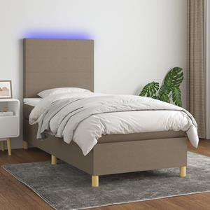 VidaXL Boxspring met matras en LED stof taupe 100x200 cm