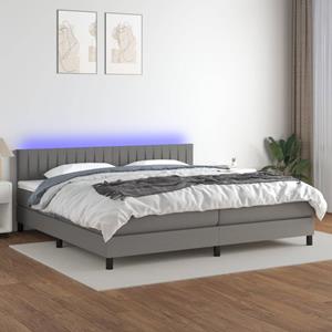 VidaXL Boxspring met matras en LED stof donkergrijs 200x200 cm