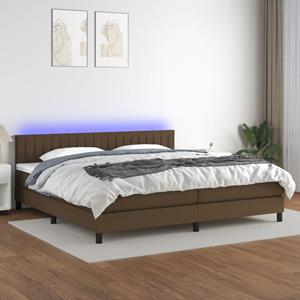 VidaXL Boxspring met matras en LED stof donkerbruin 200x200 cm