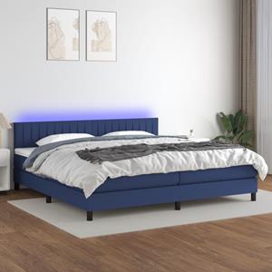 VidaXL Boxspring met matras en LED stof blauw 200x200 cm