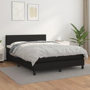 VidaXL Boxspring met matras kunstleer zwart 140x190 cm